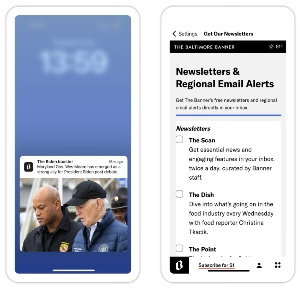 The Baltimore Banner notifications on app