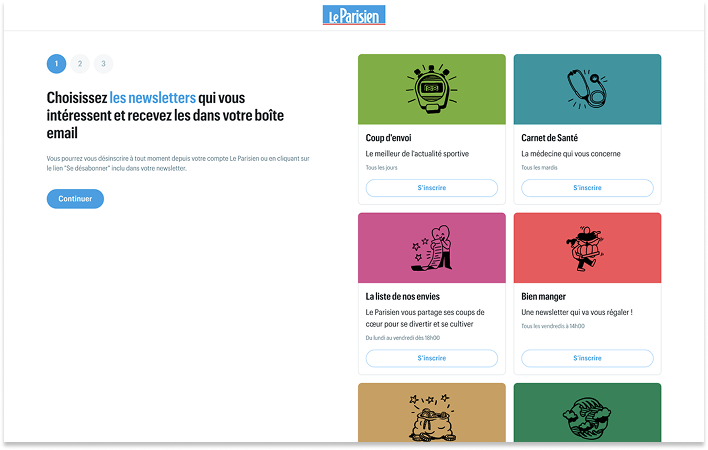 Le Parisien onboarding journey with Poool newsletter sign up