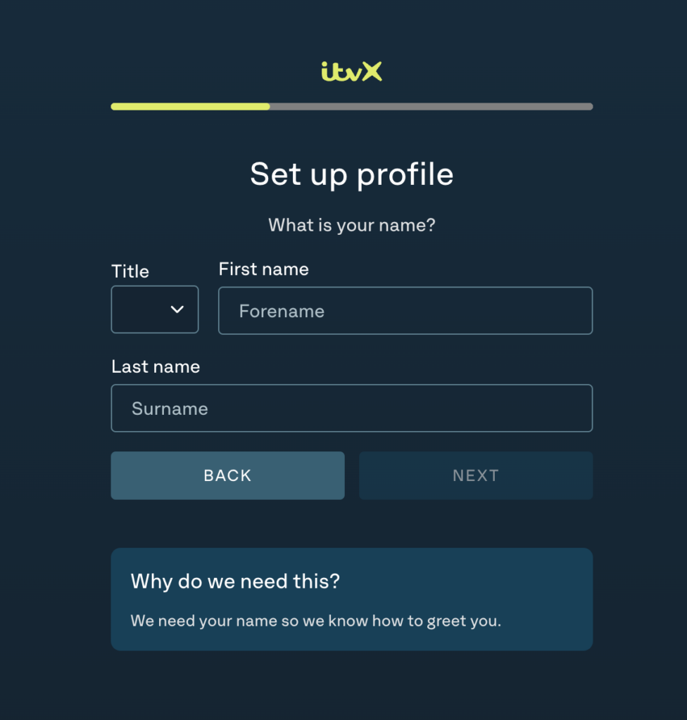 itvX onboarding of new registered users