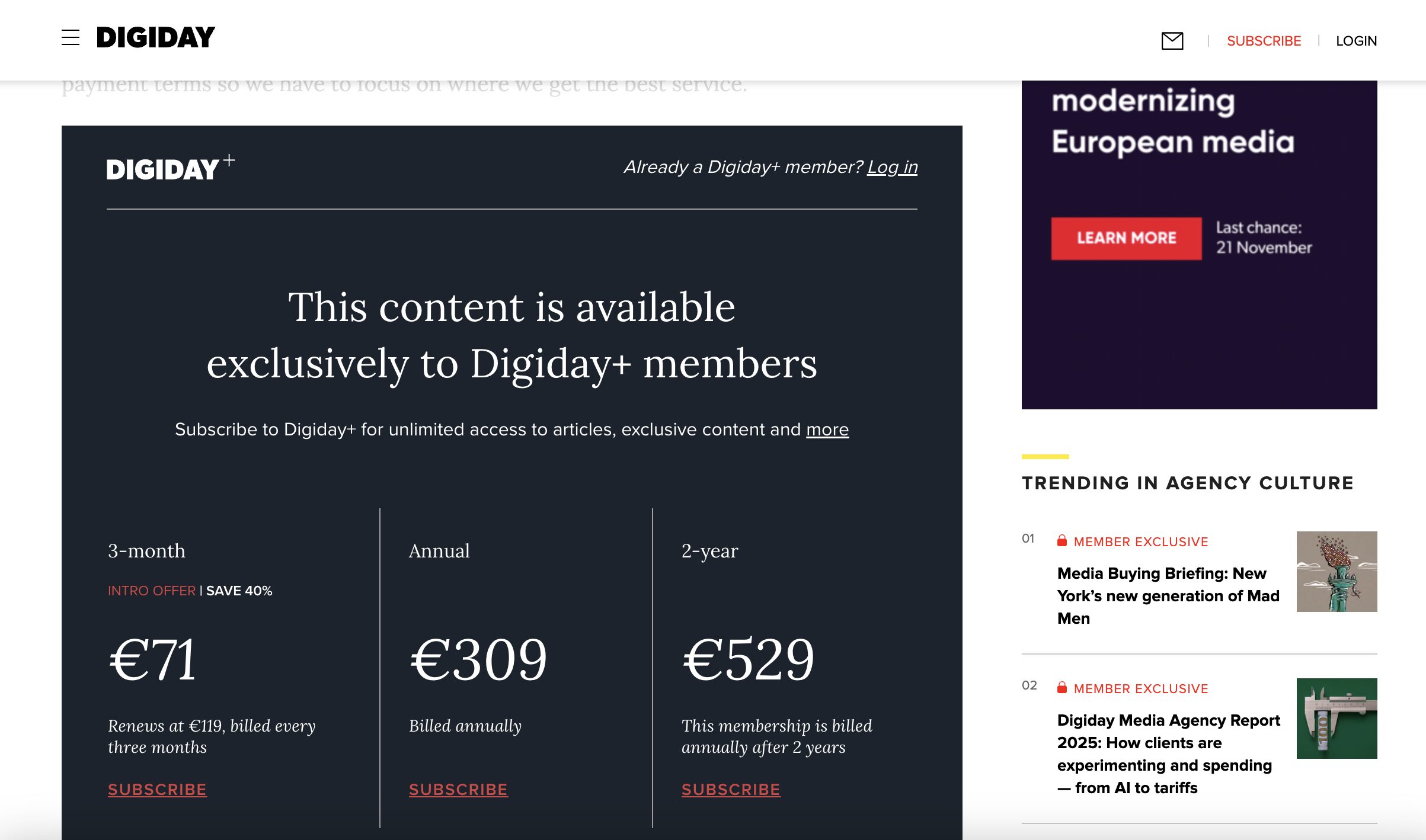 Digiday paywall