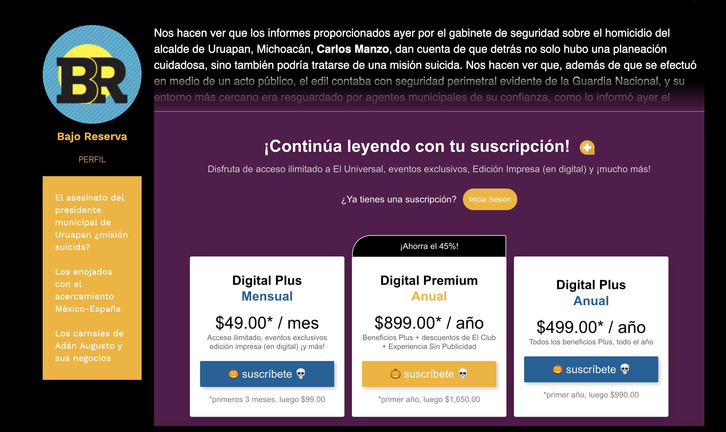 El Universal paywall
