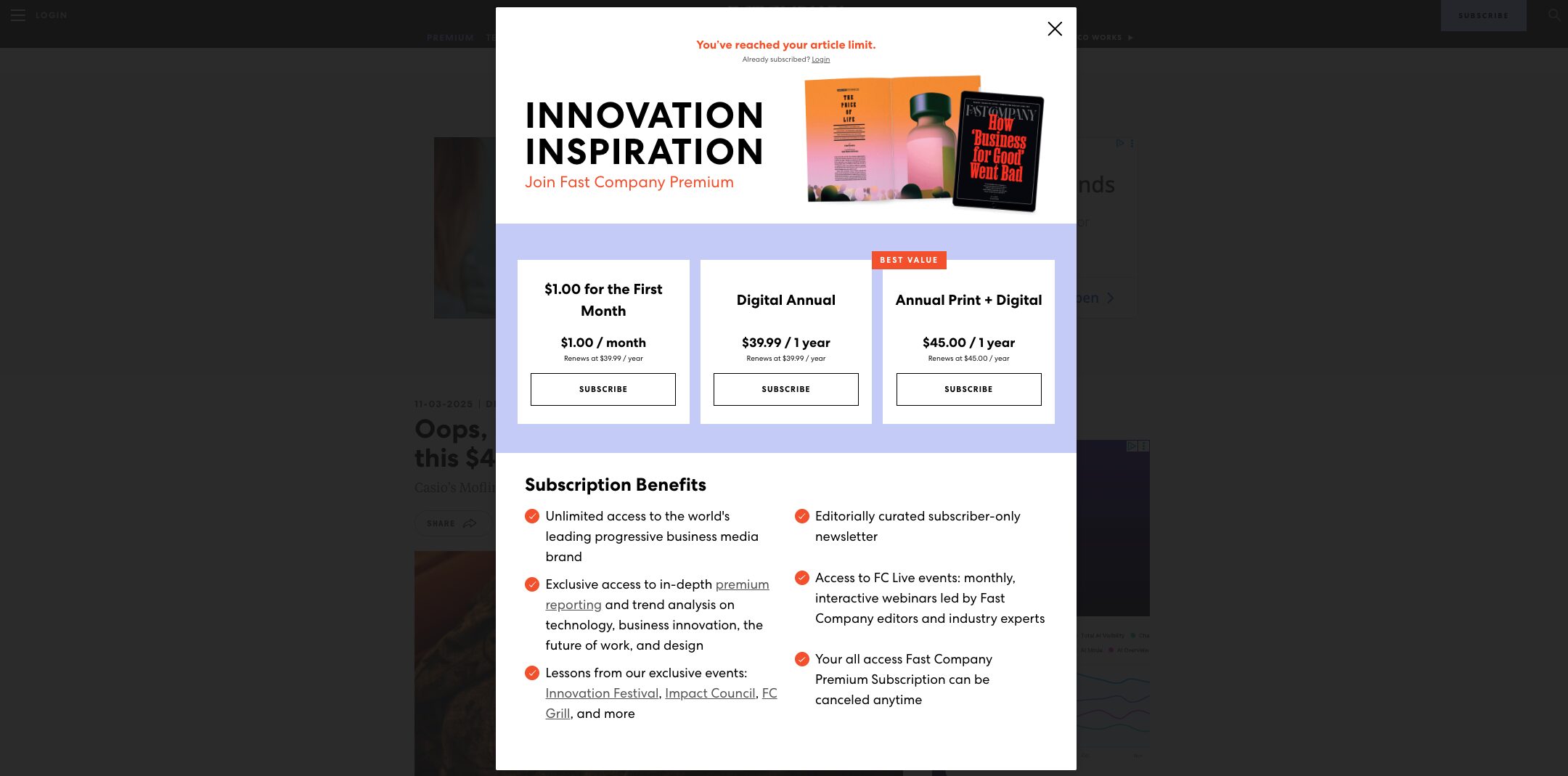 Fast Company paywall