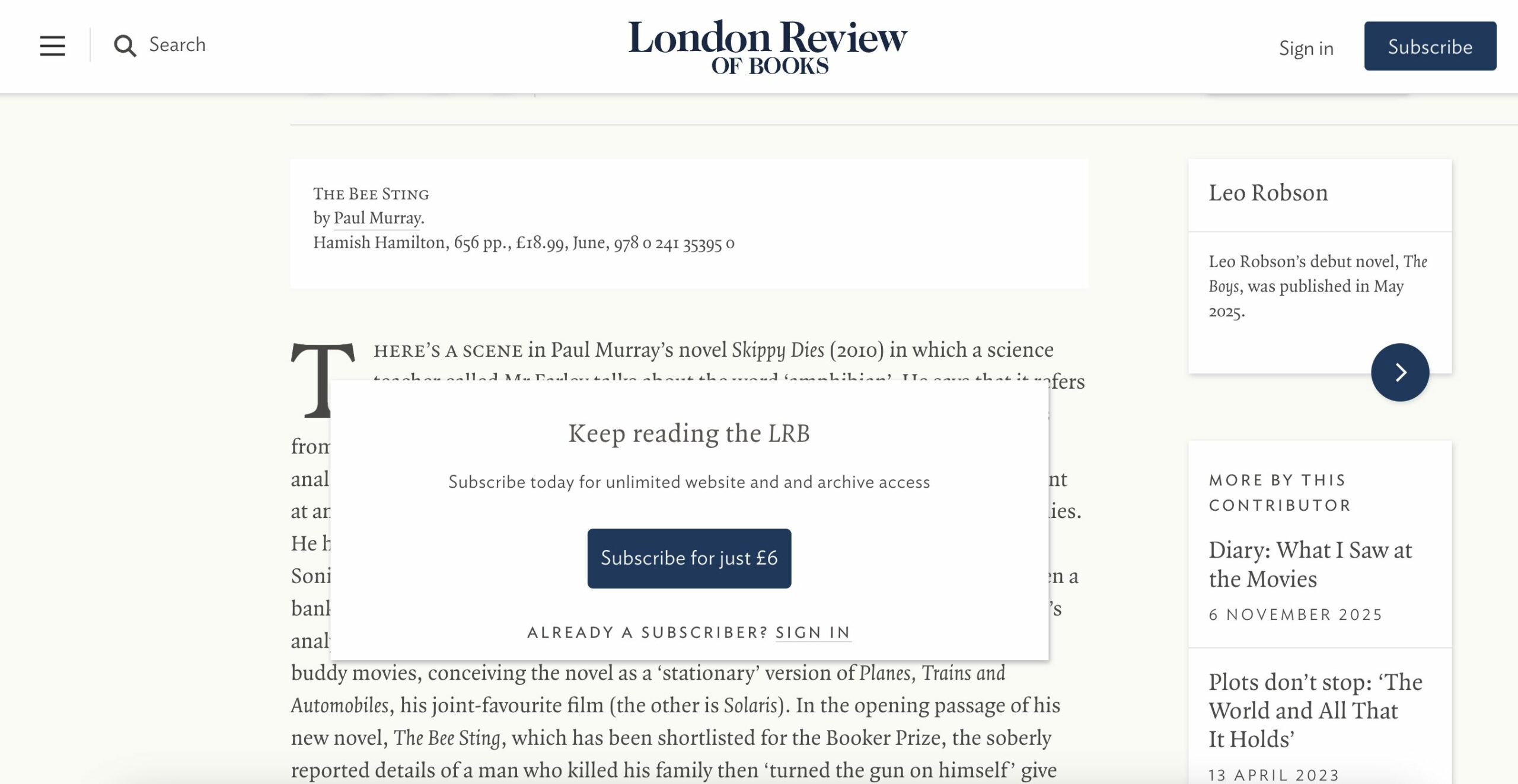 London Review of Books paywall