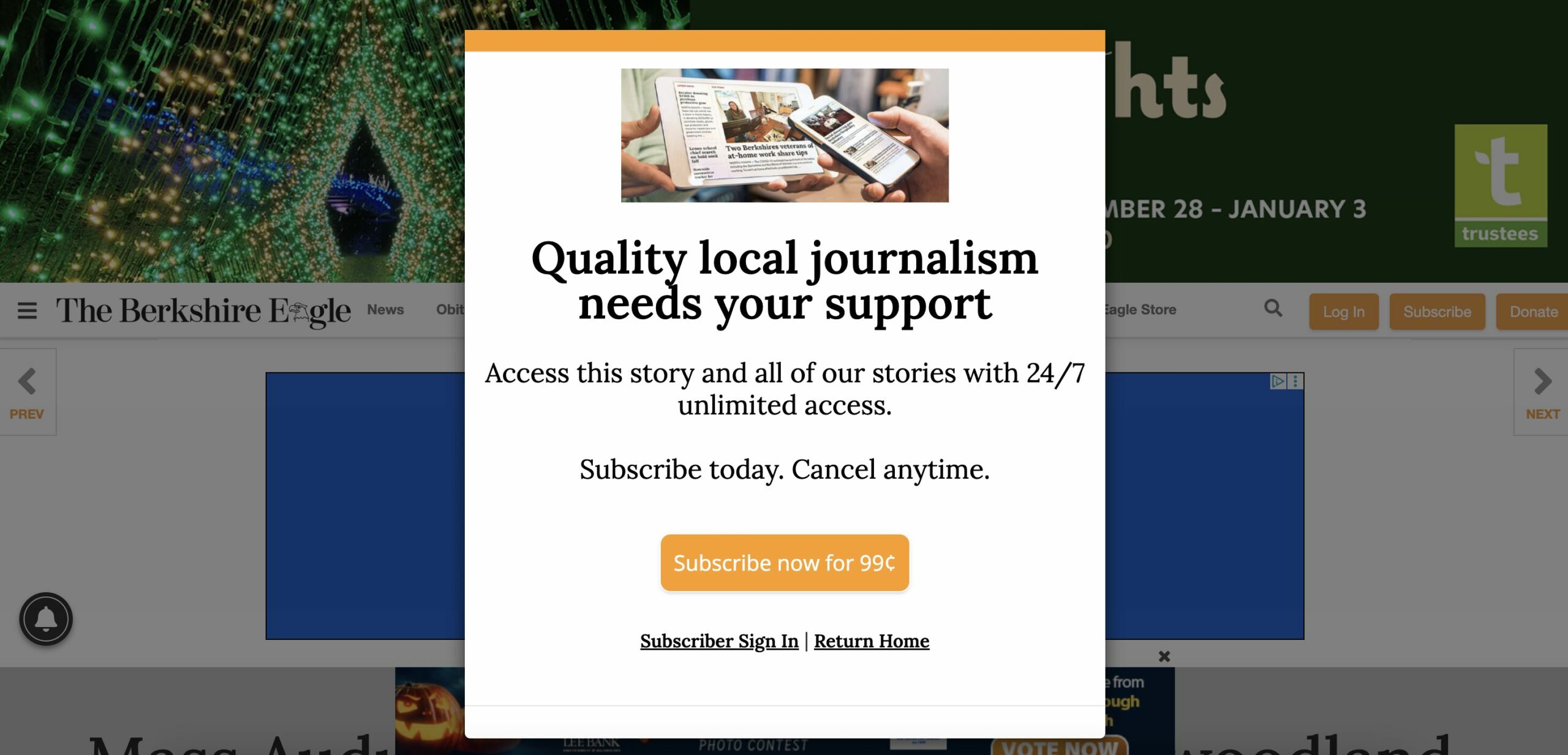 The Berkshire Eagle paywall