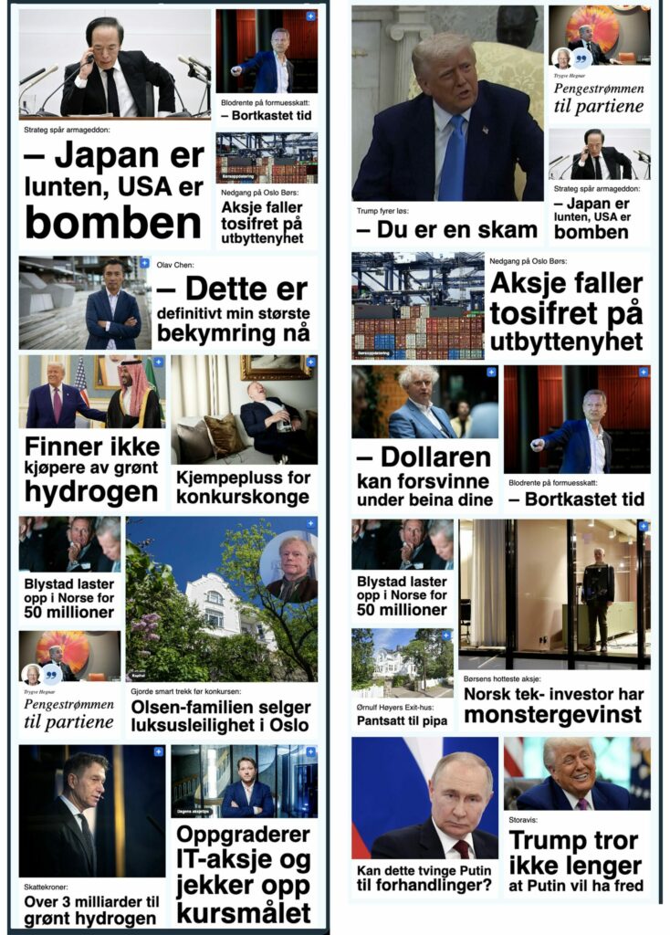 Om finansavisen.no personalized homepage