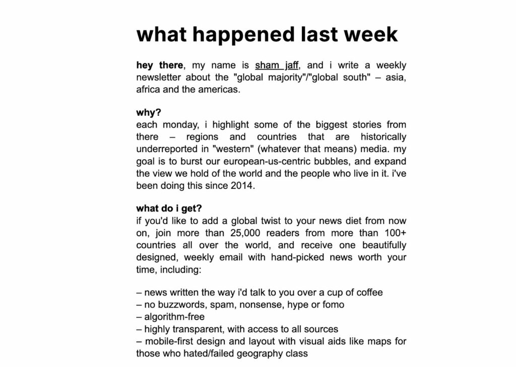 What happened last week newsletter donations model