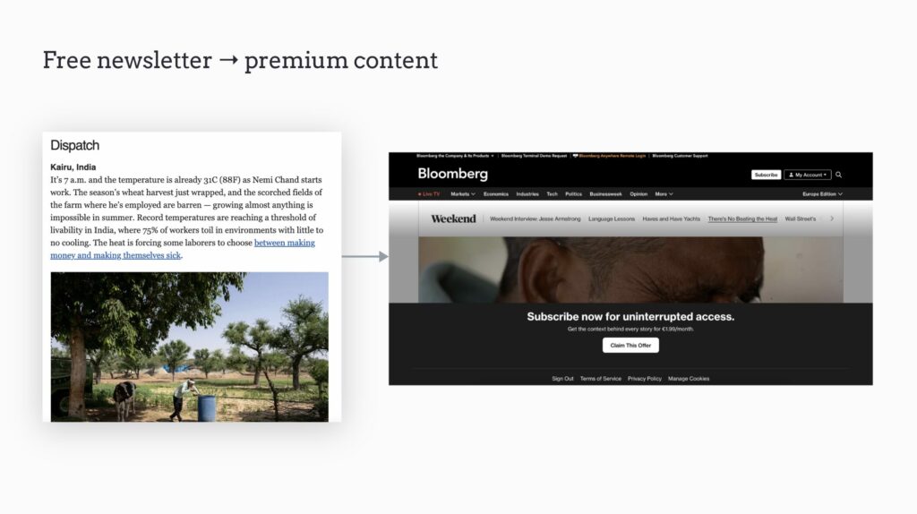 Free newsletter leads to premium content