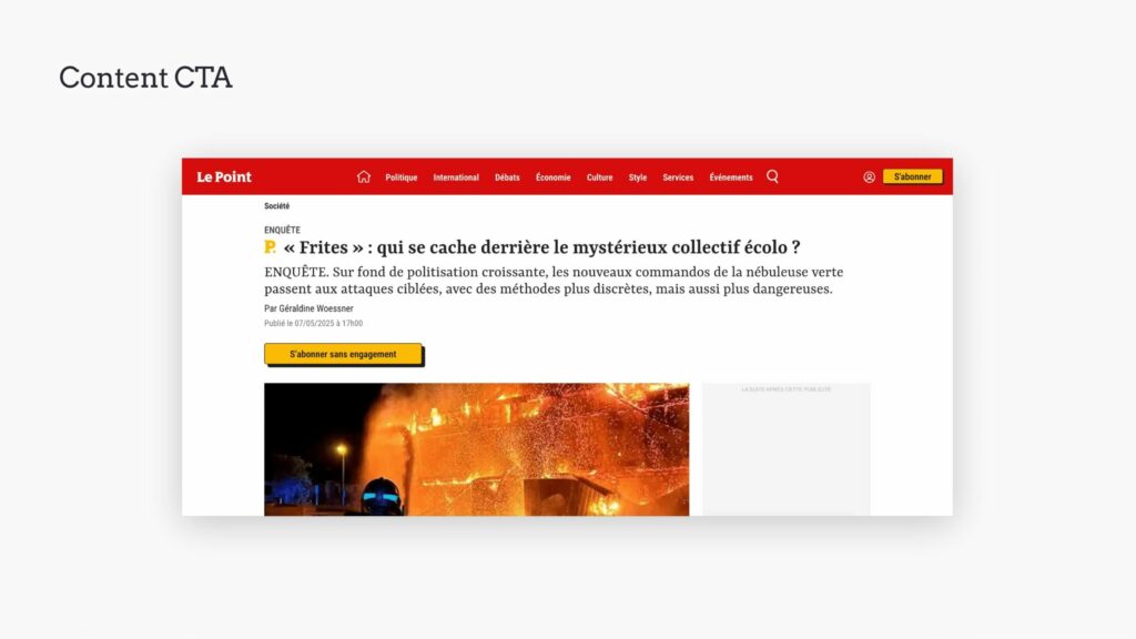 CTA on content at Le Point