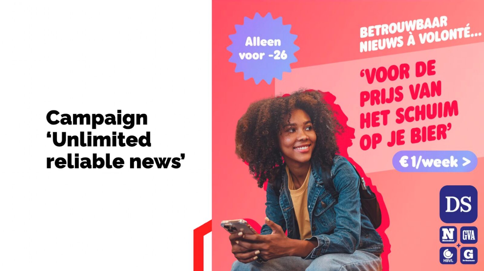 Market campaigns at Mediahuis for their youth subscription