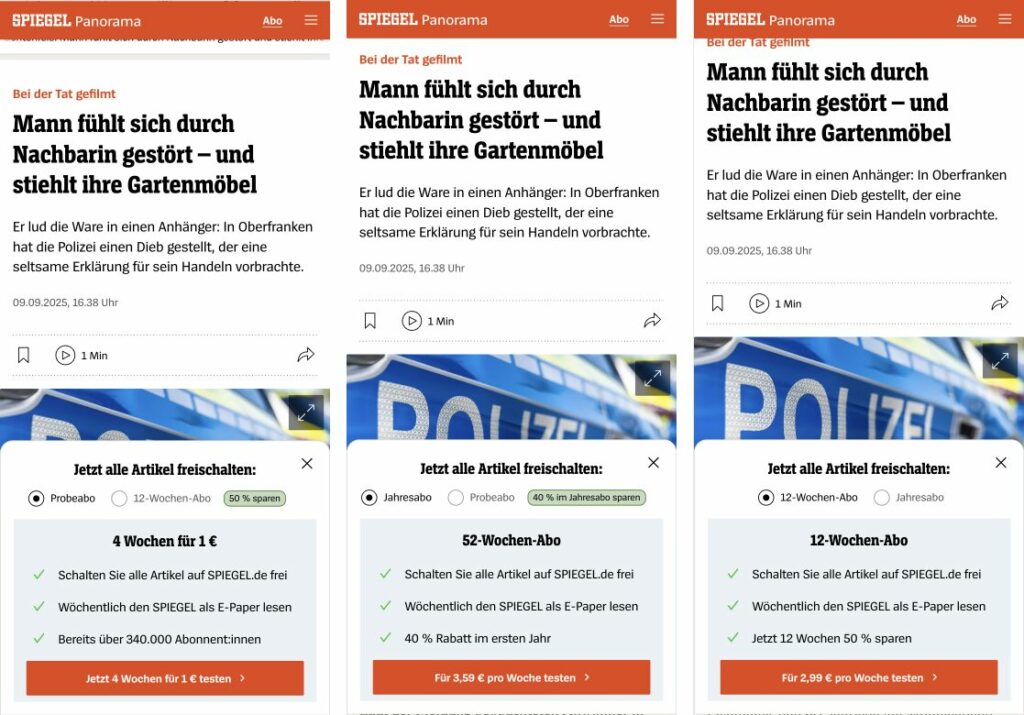Paywall AB testing at Der Spiegel
