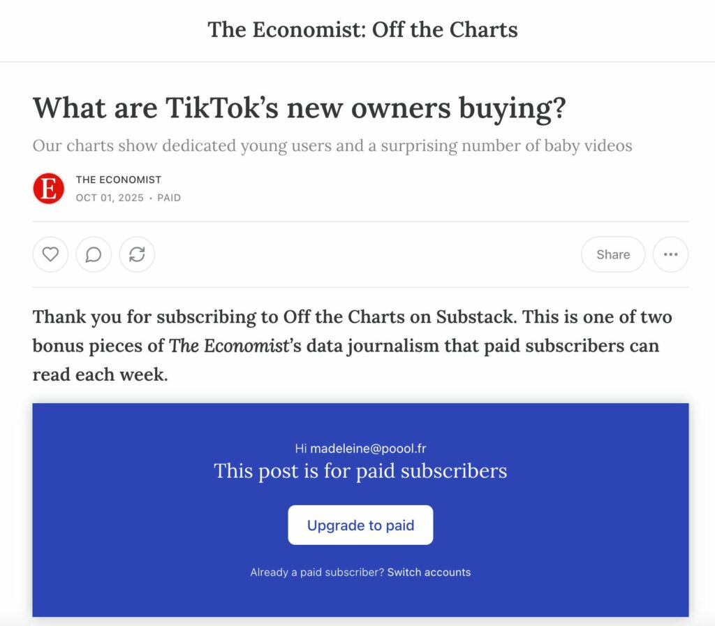 The Economist Off the Charts subscription