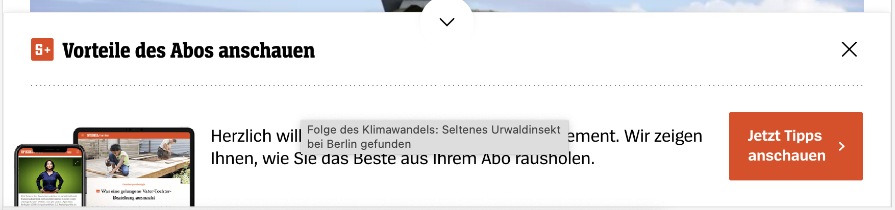 Banner-based onboarding at Der Spiegel