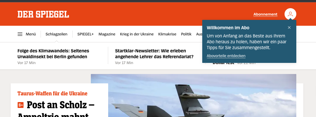 Tooltip-guided onboarding at Der Spiegel