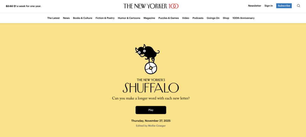 The New Yorker games, shuffalo
