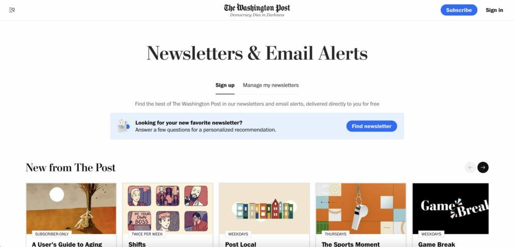 The Washington Post newsletter quiz