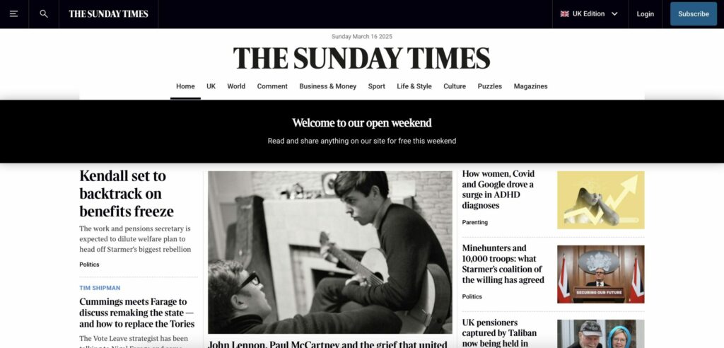 The Sunday Times open weekend