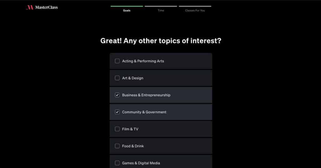 Masterclass onboarding