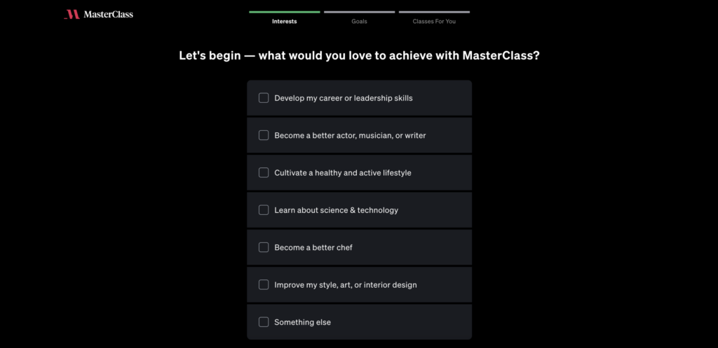Masterclass onboarding