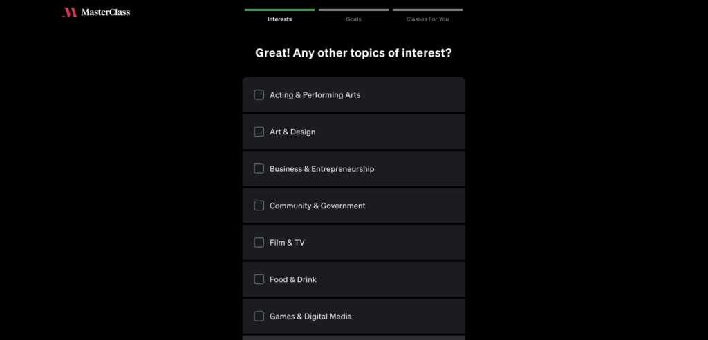 Masterclass onboarding