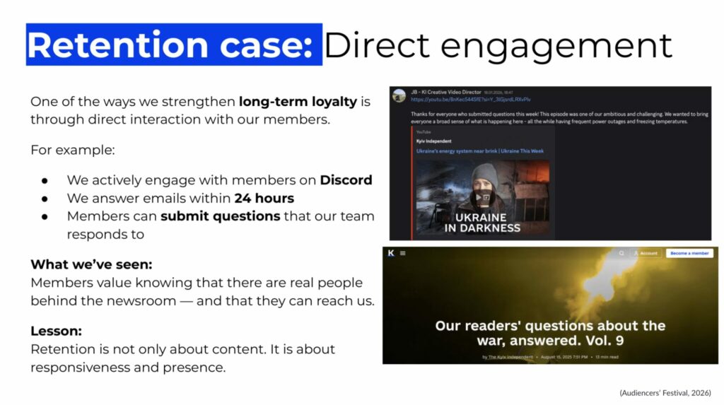 Direct engagement for retention The Kyiv Independent
