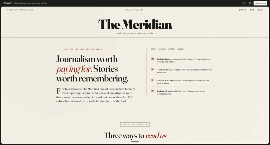 Subscription offers page