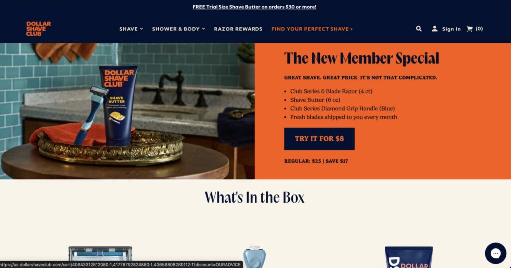 Dollar shave club subscription