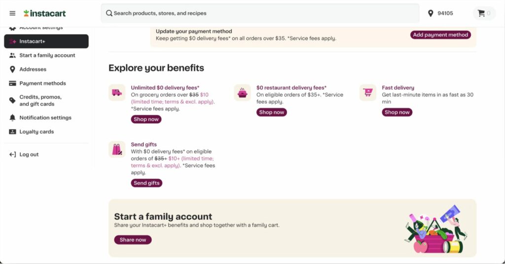 Instacart subscription