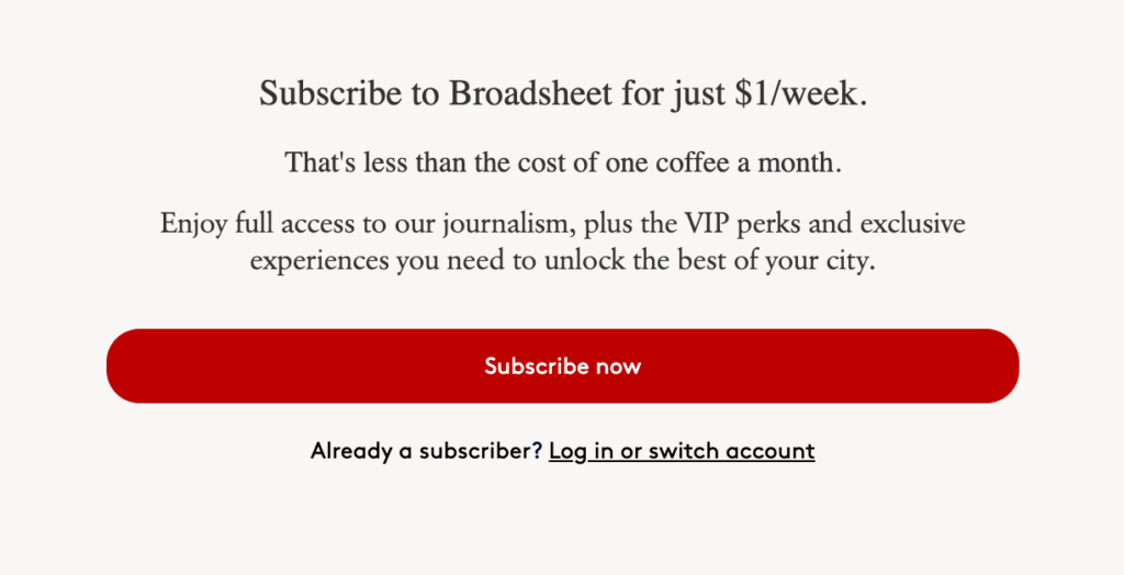 Broadsheet paywall