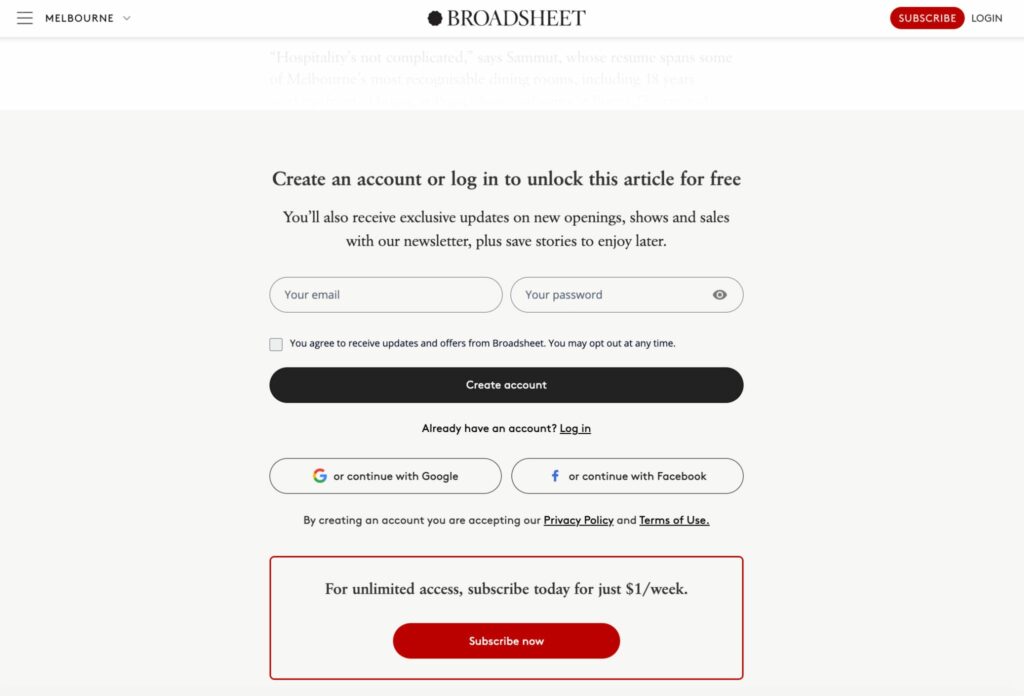 Broadsheet registration