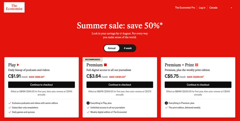 The Economist Play offer