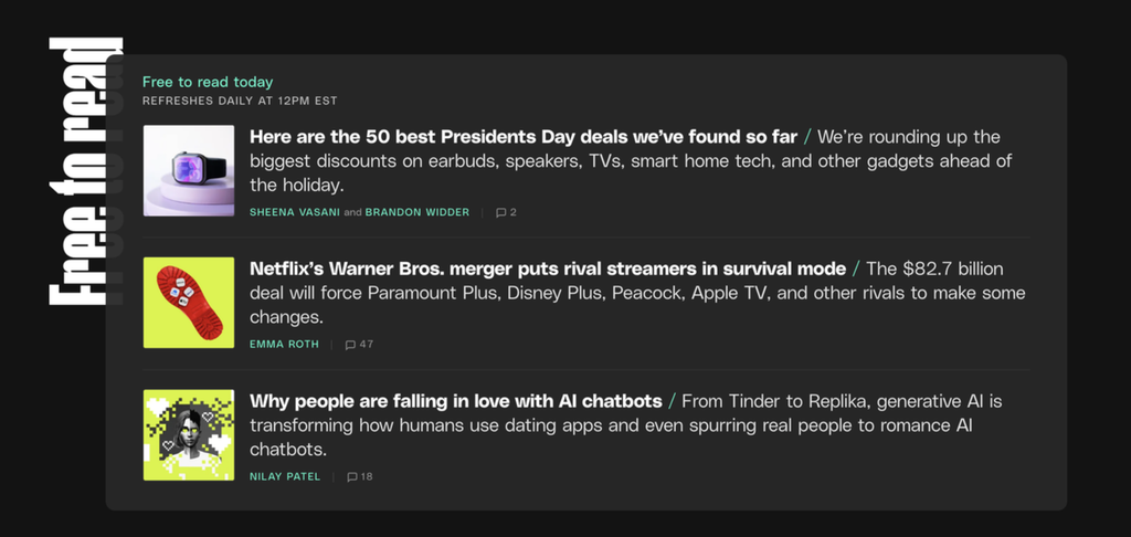 The Verge free to read tag